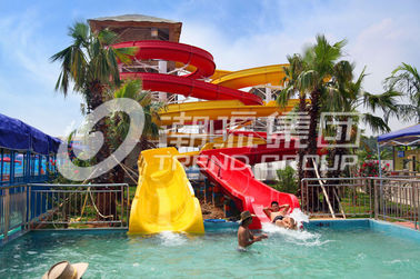 Industrial Fiberglass Water Slides Theme Park Equipment , Customized Flatform and Length