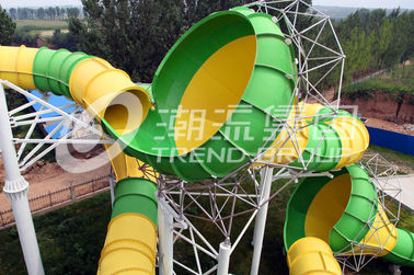 Galvanized Carbon Steel / Fiberglass Structure Tantrum Valley Water Slides For Family Games