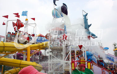 Outdoor Water Amusement Parks Custom Water Slides Combination For Hotel / Water House