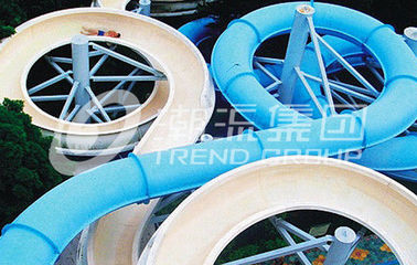 Funny FPR Water Slide Games Double Open And Close Cool Water Slides for Water Park