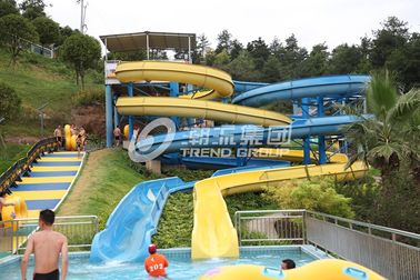 White Color Aqua Park Slide , Family Play Indoor Fiberglass Water Slides 6m Height for Water Park