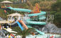 Long Raft Spiral Plastic Water Slide With 304 Stainless Steel Screw , 3 Persons / Time