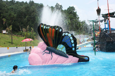 Indoor Water Playground Equipment Kids Water Pool Slides Butterfly Fiberglass