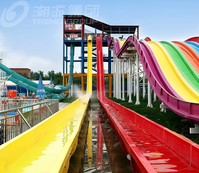 High Speed Fiberglass Water Slides / Ashland Gel Coat Outdoor Pool Slides