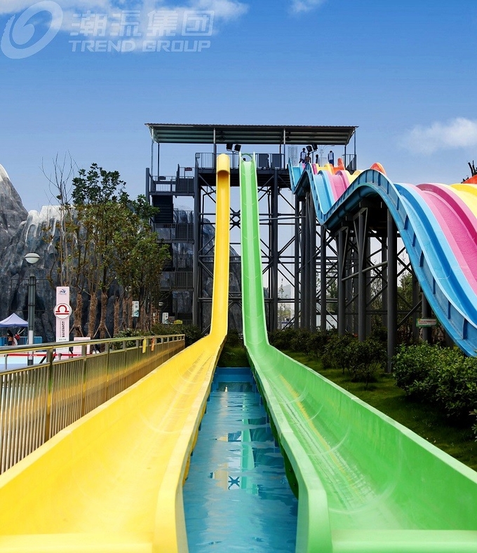 High Speed Fiberglass Water Slides / Ashland Gel Coat Outdoor Pool Slides