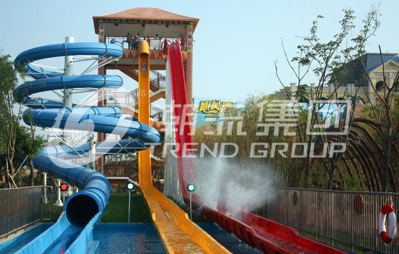 Colorful Above Ground Fiberglass Water Slides , Fiberglass Pool Slide