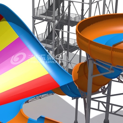 Giant Outside Fiberglass Water Slide For Adults Customized Color 20m Tower Height