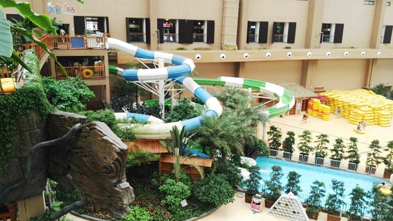 Aqua Park Slide, Family Play Indoor Fiberglass Water Slides 6m Height for Customized Water Park