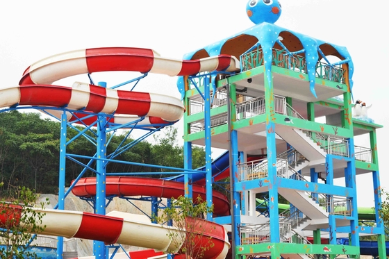 Aqua Park Slide, Family Play Indoor Fiberglass Water Slides 6m Height for Customized Water Park