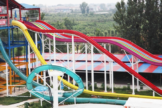 ExcitingSlide Aqua Park Aqua loop Fiberglass Water Slides , Platform Height 16m