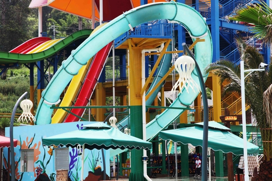 ExcitingSlide Aqua Park Aqua loop Fiberglass Water Slides , Platform Height 16m