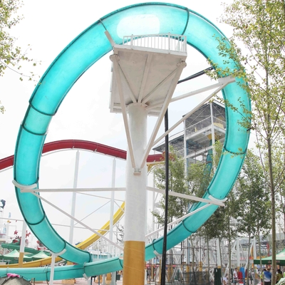 ExcitingSlide Aqua Park Aqua loop Fiberglass Water Slides , Platform Height 16m