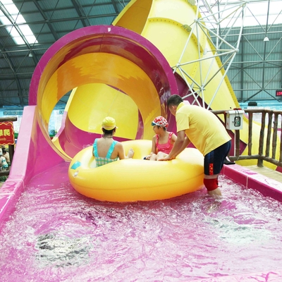 Indoor Fiberglass Aqua Park Equipment 2 Persons Water World Water Slide