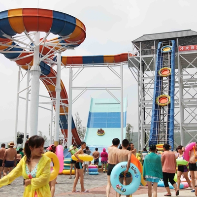 Amusement Rainbow Mushroom Swimming Pool Water Slide / Outdoor Water Play Equipment