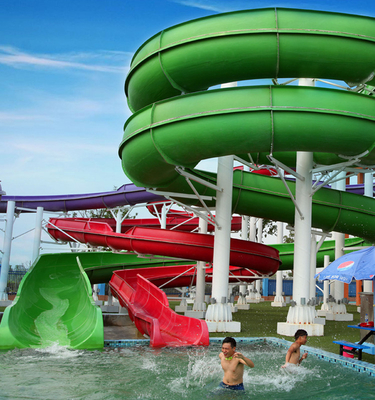 FRP Spiral Water Slides , Length Customized Water Slide