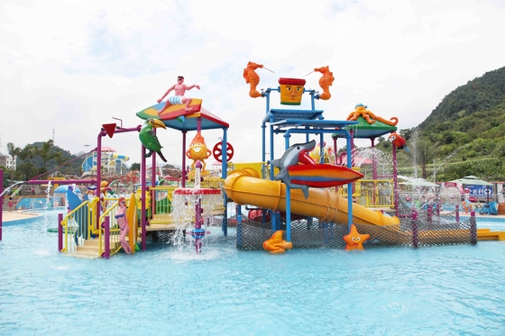 Funnuy เด็กสนามเด็กเล่นน้ำสำหรับเด็กเล่นพื้นที่ / อุปกรณ์ชั้นพื้นที่ 9.5 * 6.5m