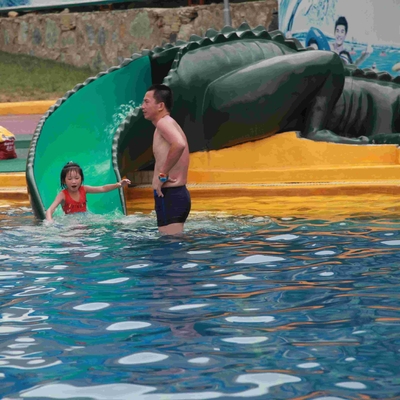 Water Park Equipment Crocodile Slide , Commercial Small Fiberglass Water Slide