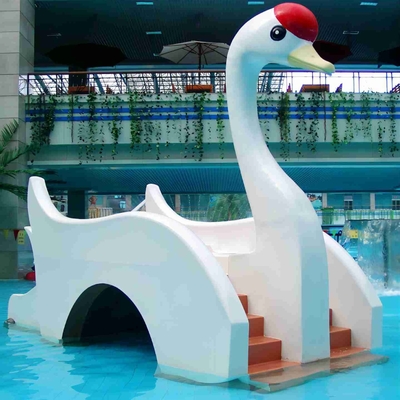 Water Park Equipment Small Swan Kids Water Slide, Fiberglass Water Pool Slides For Kids