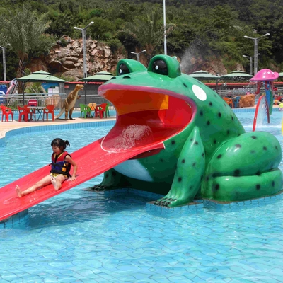 Frog Shape Water Pool Slides, Aqua Park Fiberglass Small Slide For Kids