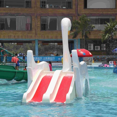 Indoor Or Outdoor White Swan Fiberglass Pool Slide , Water Amusement Park Kids Water Slide