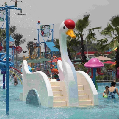 Indoor Or Outdoor White Swan Fiberglass Pool Slide , Water Amusement Park Kids Water Slide
