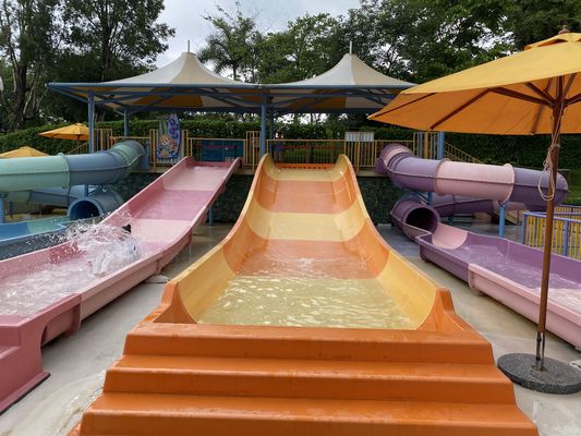 Fiberglass Kids Water Slide with Galvanized Steel Support and Customizable Height for Outdoor Pool Fun