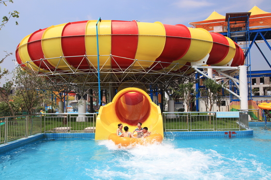 16m Platform Fun Aqua Park Fiberglass Water Slides Giant Space Water Slides