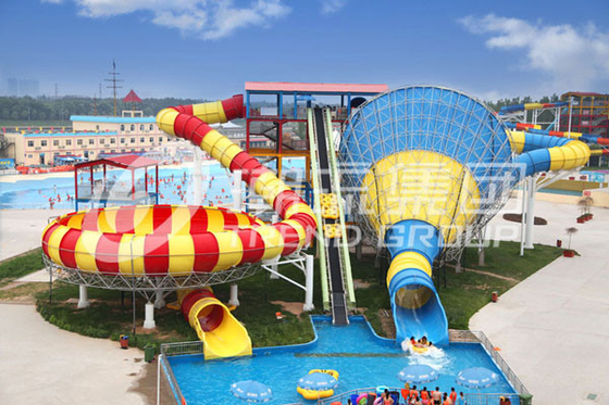 Customized Super Tornado Fiberglass Water Slides 14.6m Platform Height for Themed Water Park