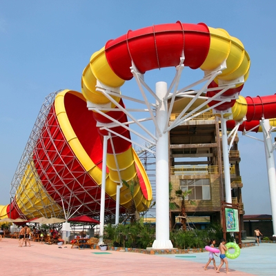 Super Tornado Fiberglass Water Slides 14.6m Platform Height for Themed Adults