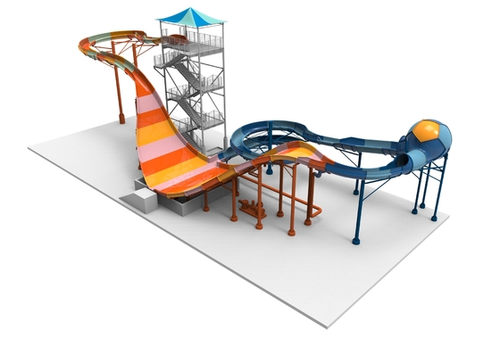Magic Flying Blanket Fiberglass Water Slides Platform 20m For Theme Park Project