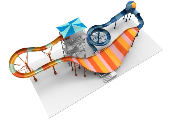 Magic Flying Blanket Fiberglass Water Slides Platform 20m For Theme Park Project