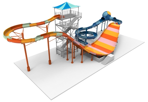 Magic Flying Blanket Fiberglass Water Slides Platform 20m For Theme Park Project