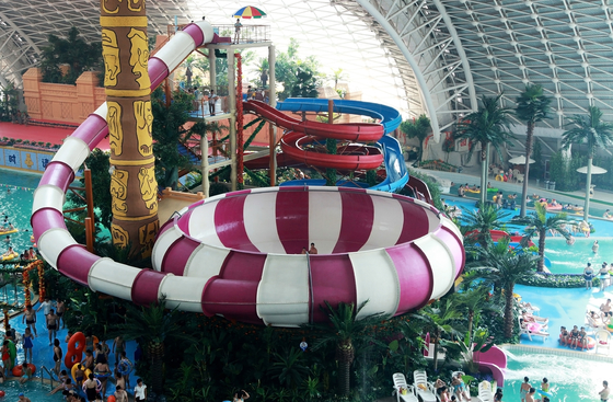 Space Bowl Water Slide Games , Fiberglass Pool Slides 30mx72m Floor Space