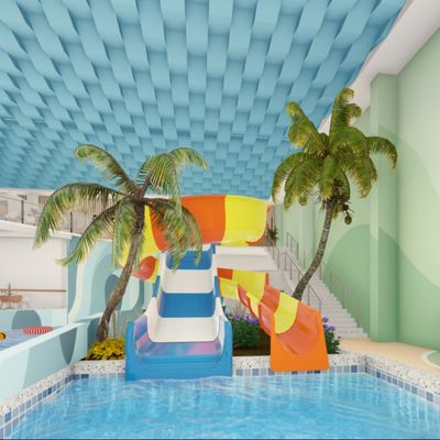 Kids' group Slide Wide Slide Water Slides For Hotel Aqua Park Fiberglass Material