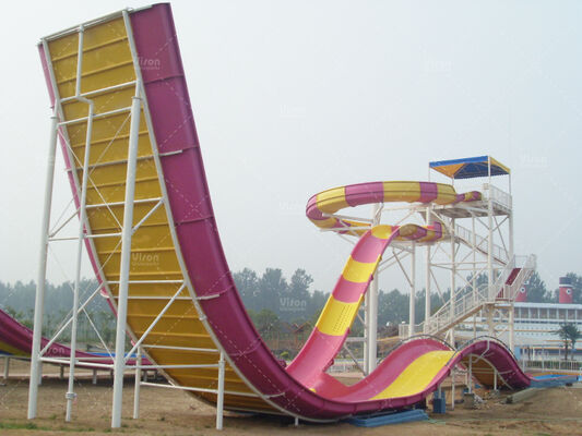 Cutomized Fiberglass Boomerang Water Slide for 2 Riders - 13.8m Height Vison Waterparks