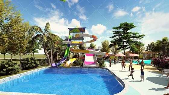 Five Star Hotel Resort Toboggan Fiberglass Water Slide with 21m*15m*8m Size for Amusement Parks