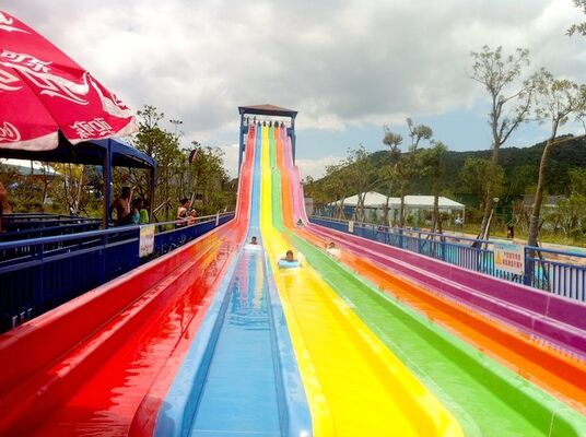 Multi-Lane Rainbow Water Slide with Fiberglass Flume and Hot-Dip Galvanized Steel for High Throughput