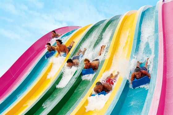 Multi-Lane Rainbow Water Slide for Water Park | 4-Lane Mat Racing Slide | Fiberglass Rainbow Slide Manufacturer Since 1994