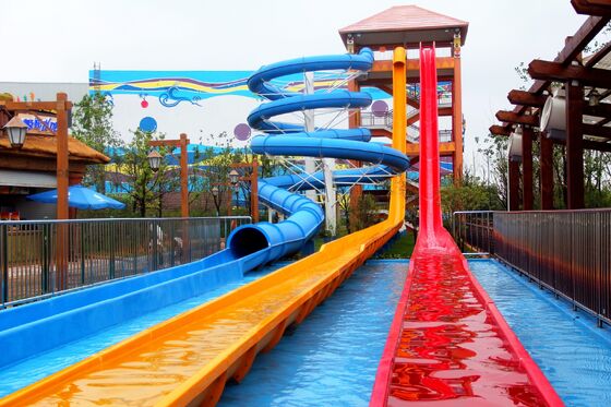 High Speed Water Slide with Hot-Dip Galvanized Steel Structure and Hand-Laid Fiberglass Flume Featuring Corrosion-Resistant Water Pump