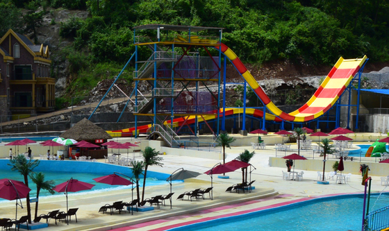 13m Platform Height U-Turn Water Slide with 480 Riders/Hour Capacity and 2-Person Raft