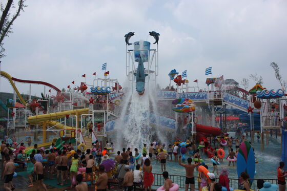 Super Water Play Structure with Hand-laid Fiberglass Flume and Hot-dip Galvanized Steel Structure for Turnkey Support