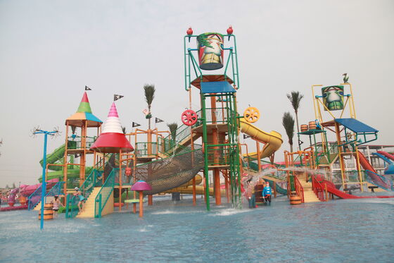 Super Water Play Structure with Hand-laid Fiberglass Flume and Hot-dip Galvanized Steel Structure for Turnkey Support
