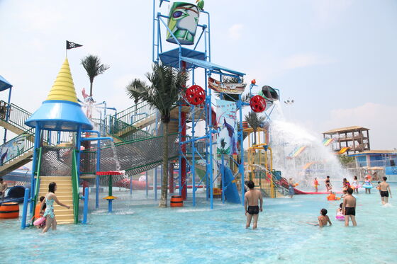 Super Water Play Structure with Hand-laid Fiberglass Flume and Hot-dip Galvanized Steel Structure for Turnkey Support