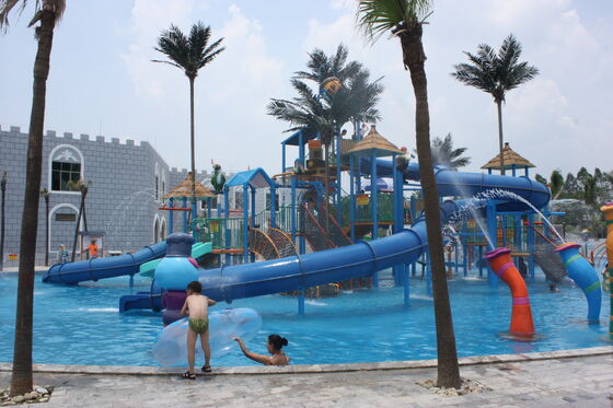 Medium Water Play Structure with Hand-laid Fiberglass Flume and Hot-dip Galvanized Steel Structure for Water Park Equipment with Turnkey Support
