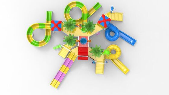 Small Interactive Water House with Hand-laid Fiberglass Flume and Hot-dip Galvanized Steel Structure for Water Park Equipment