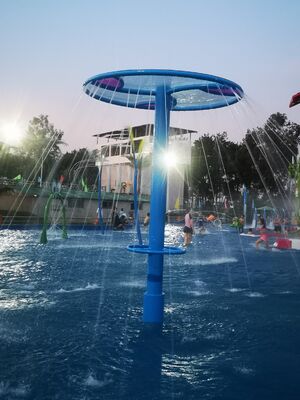 Children's Water Play Equipment with Hot-Dip Galvanized Steel Structure, Corrosion-Resistant Fiberglass Flume, and Shallow Water Safety Design