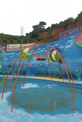 Children's Water Play Equipment with Hot-Dip Galvanized Steel Structure, Corrosion-Resistant Fiberglass Flume, and Shallow Water Safety Design
