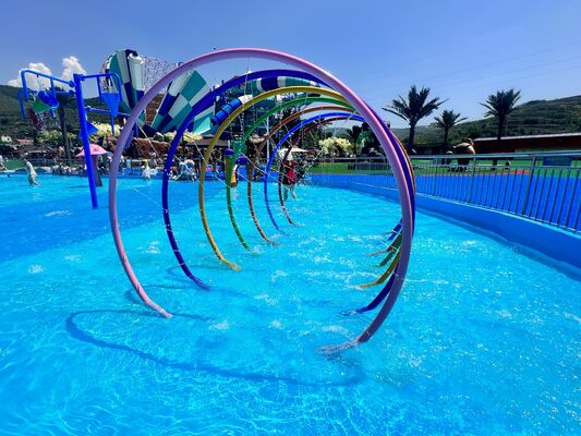 Children's Water Play Equipment with Hot-Dip Galvanized Steel Structure, Corrosion-Resistant Fiberglass Flume, and Shallow Water Safety Design