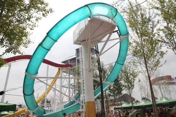 Loop Water Slide with 16m Platform Height, 120-Person Capacity, and Hot-Dip Galvanized Steel Structure