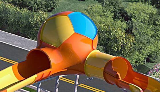 Mini Cyclone Ball Slide with Ball-Shaped Cyclone Chamber and Low Platform for Safe Independent Riding - All-Fiberglass FRP Construction